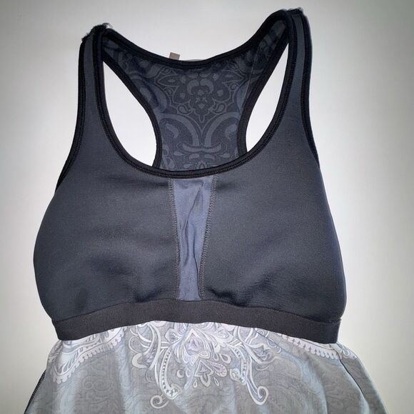 Athleta Gray Purple Paisley Racerback Tankini Swim Top Size Medium - Picture 6 of 7